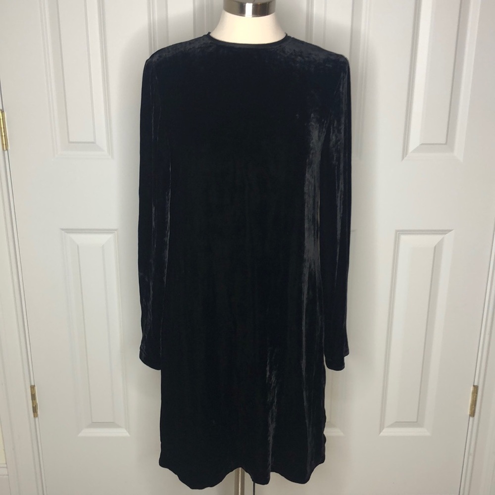 Theory Black Velvet Dress Crinkle Velvet Small